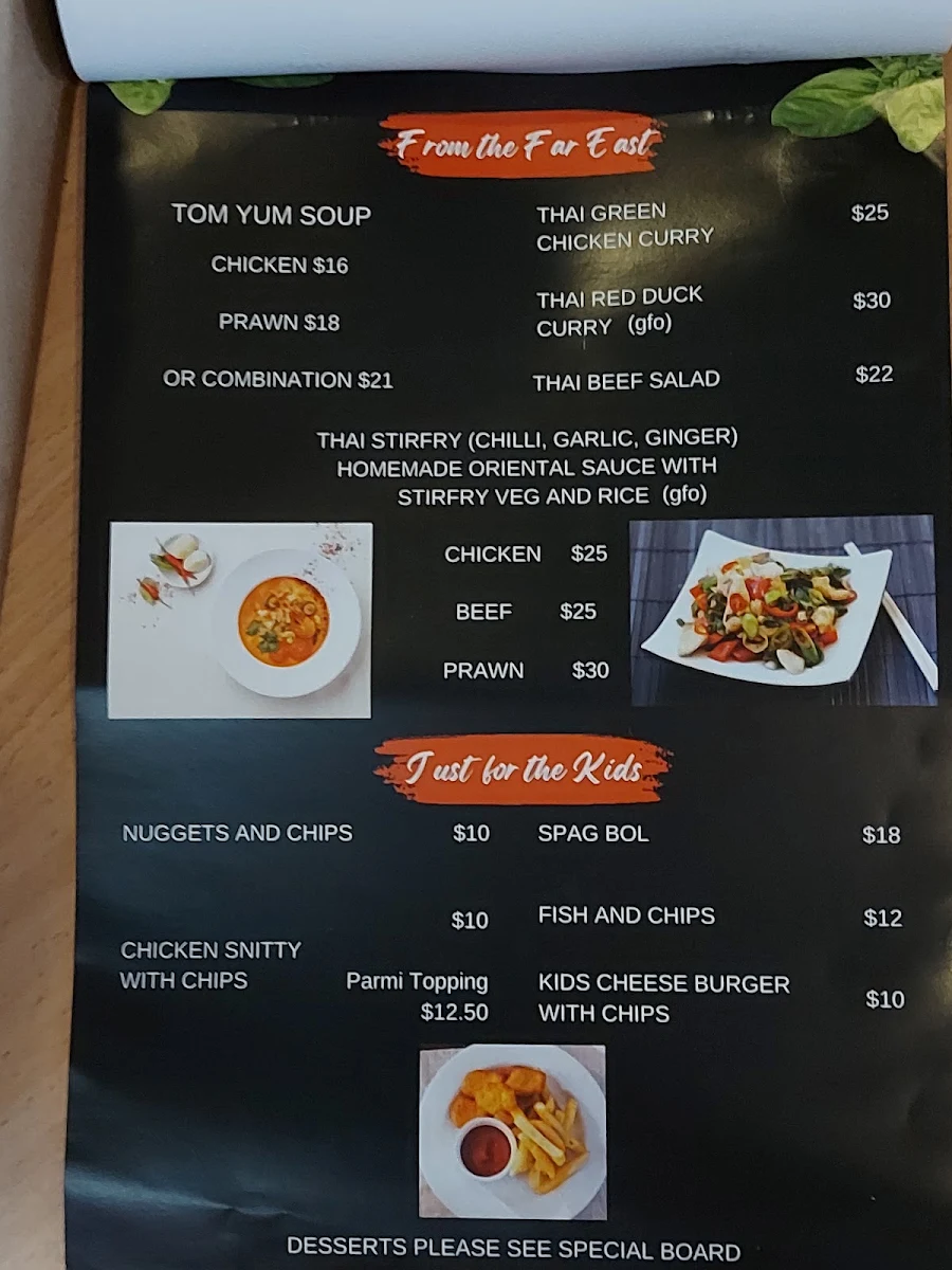 Menu, Flynns Palmerston