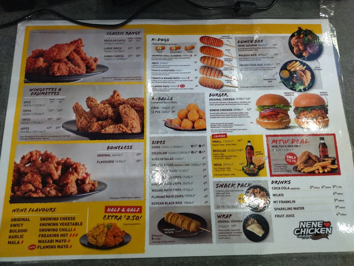 Menu, NeNe Chicken M-City