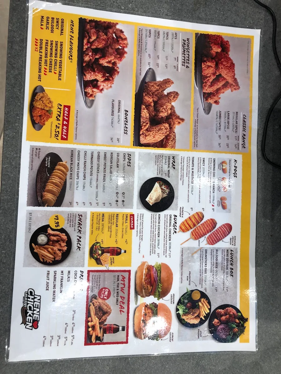 Menu, NeNe Chicken M-City