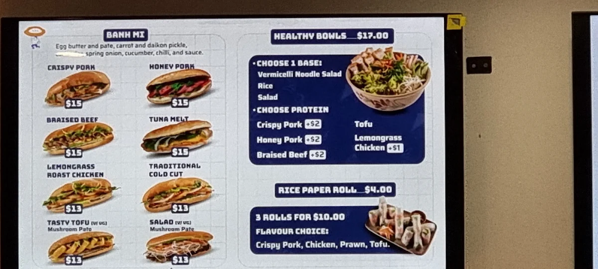 Menu, Oh! Banh Mi