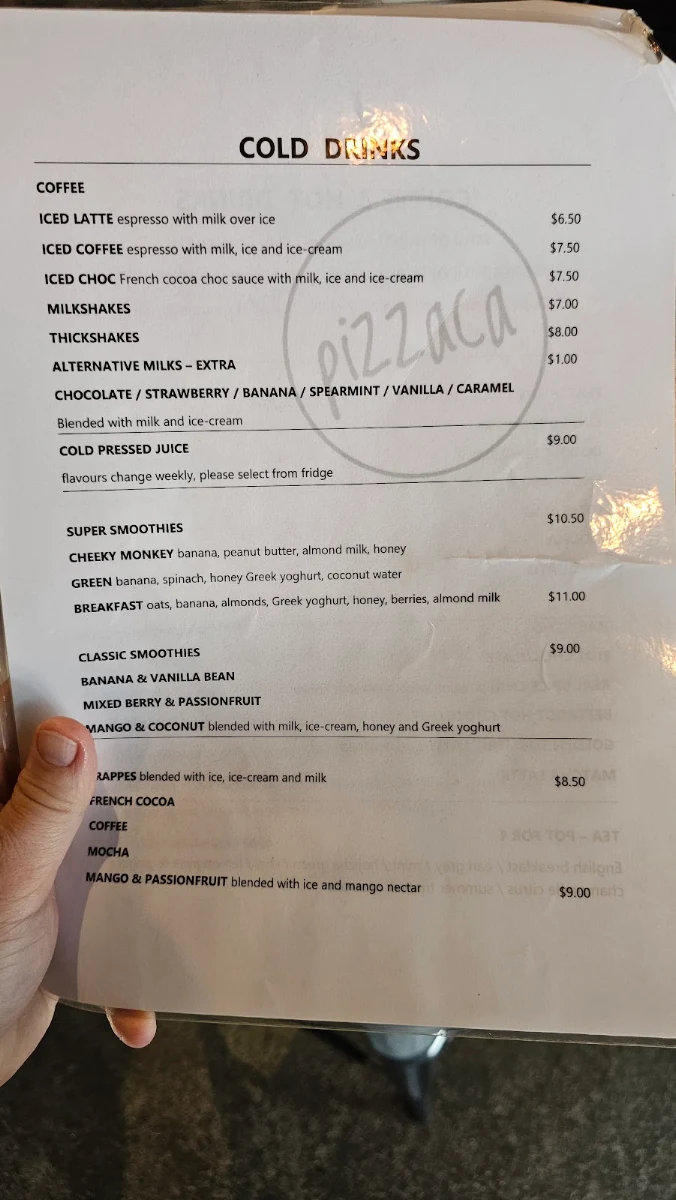 Menu, Cafe PIZZ by Pizzaca