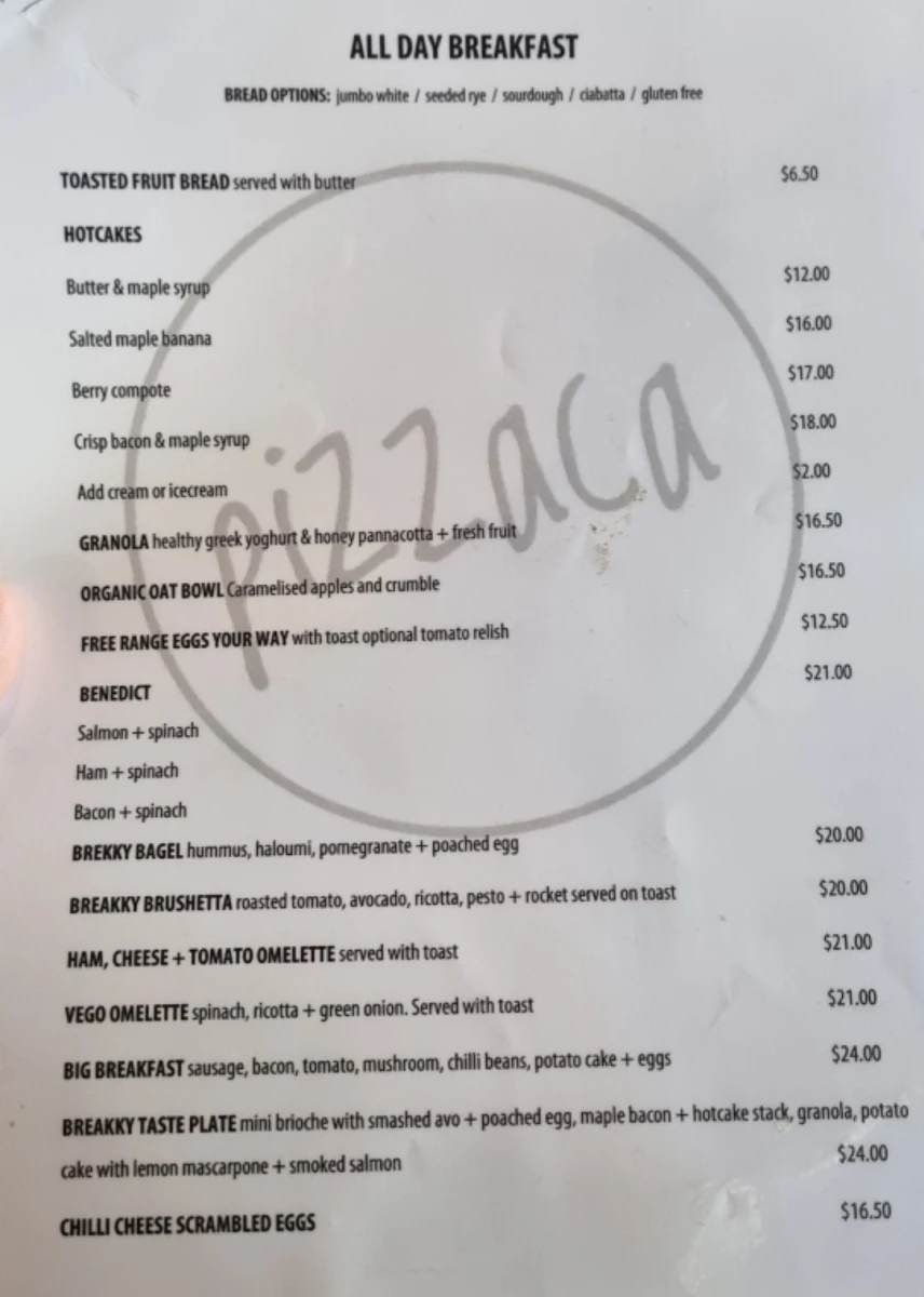 Menu, Cafe PIZZ by Pizzaca