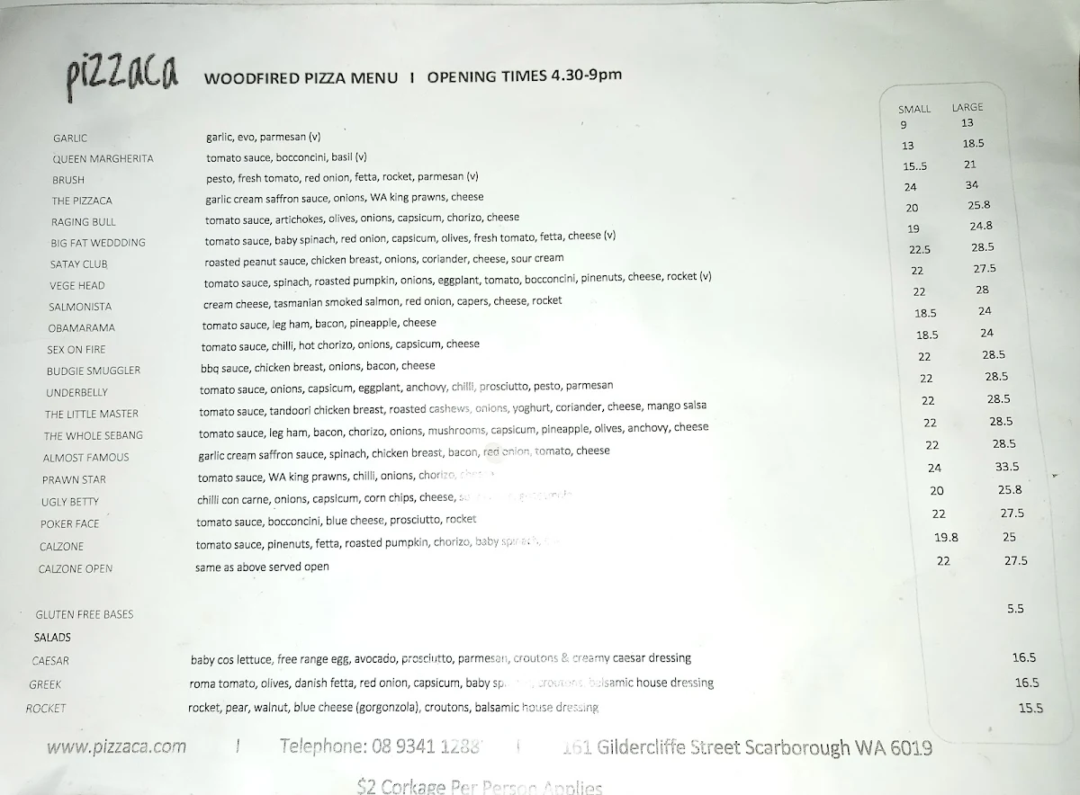 Menu, Cafe PIZZ by Pizzaca
