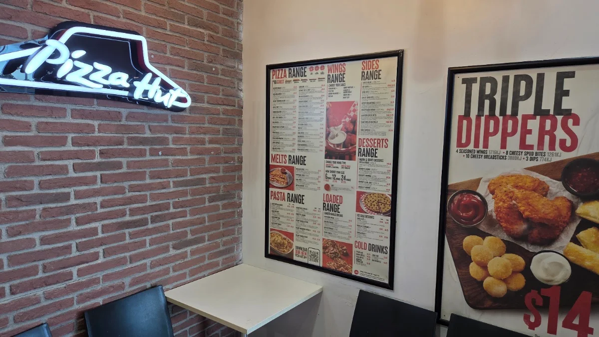 Menu, Pizza Hut Warner