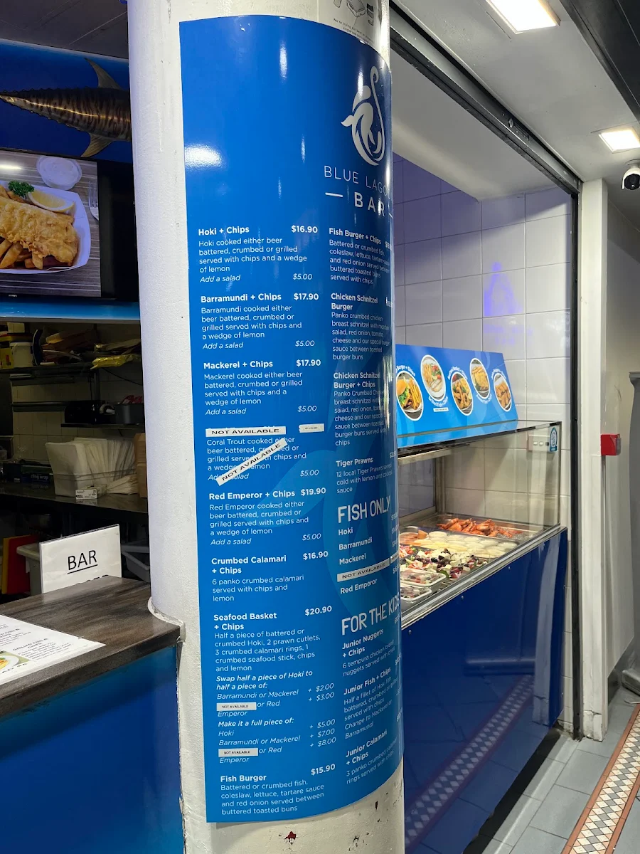 Menu, Blue Lagoon Bar