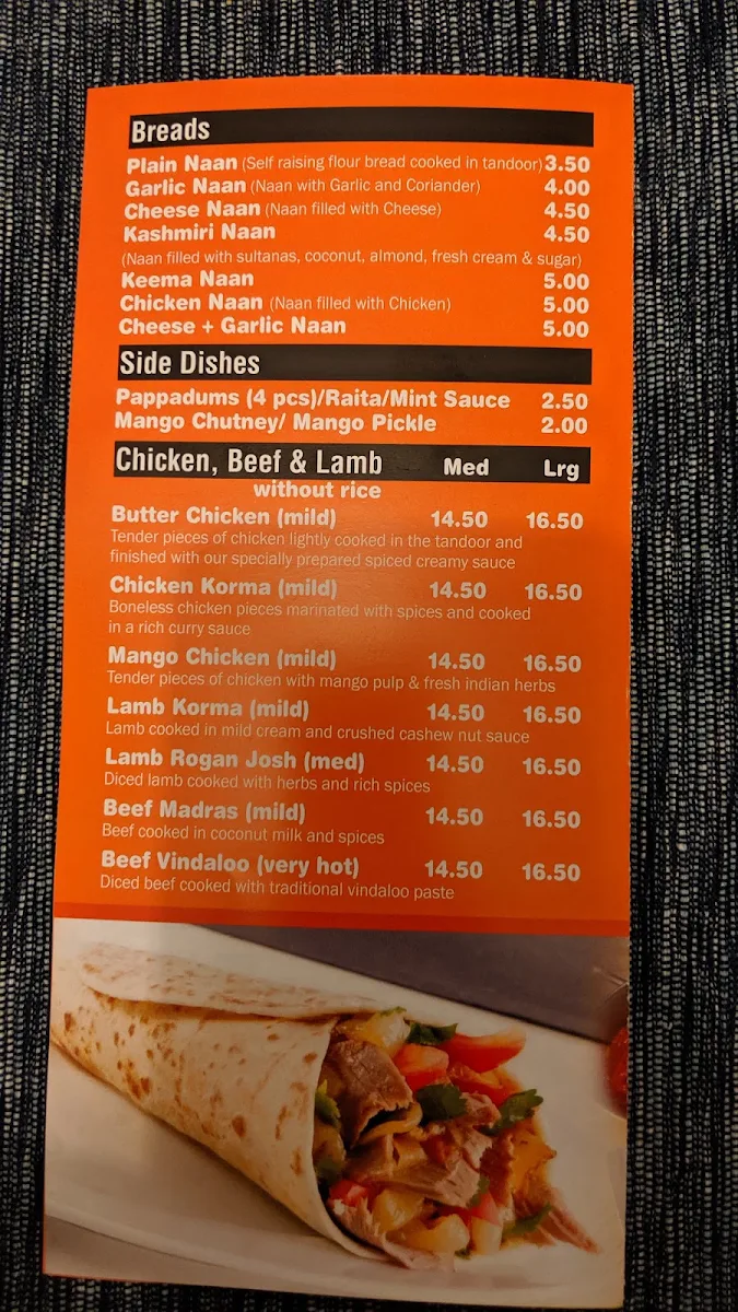 Menu, Addil Indian & Kebab Restaurant