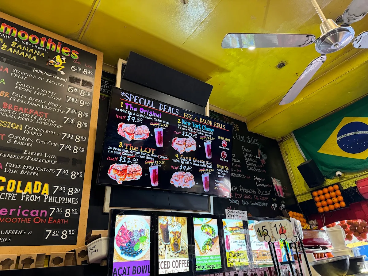 Menu, Tropicana Juice Food Bar Swanston St