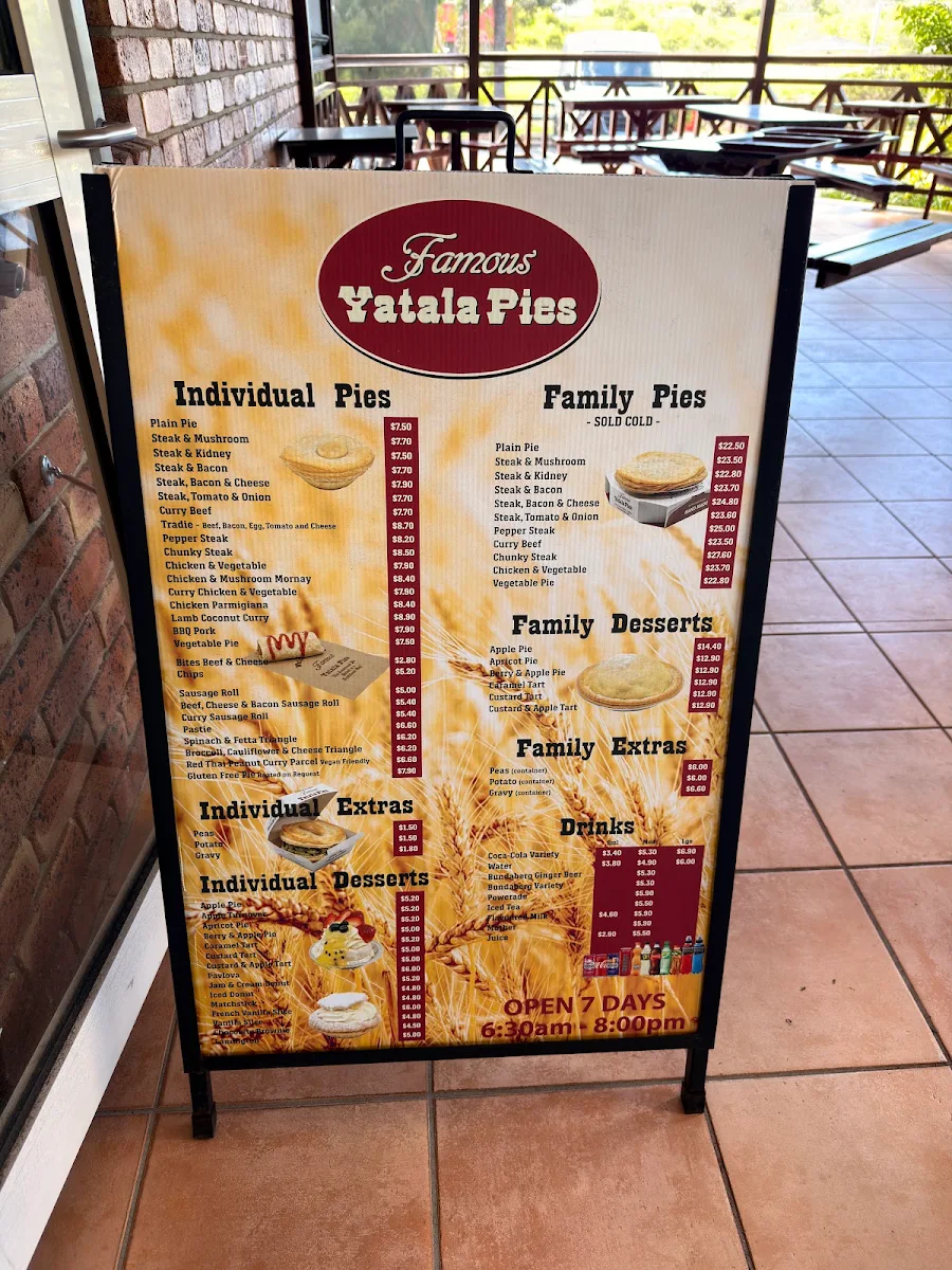 Menu, Famous Yatala Pies