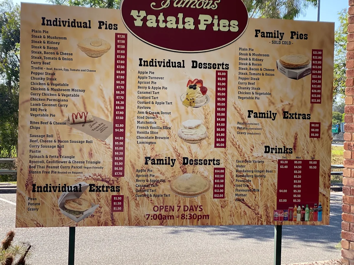 Menu, Famous Yatala Pies
