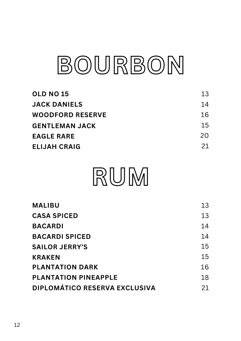 Menu, Loverboy Windsor