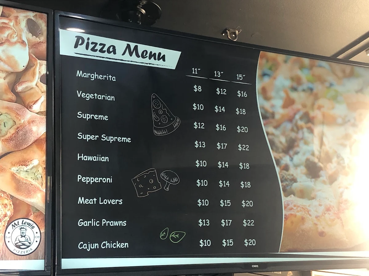 Menu, Lebanese Mt Lewis Pizzeria