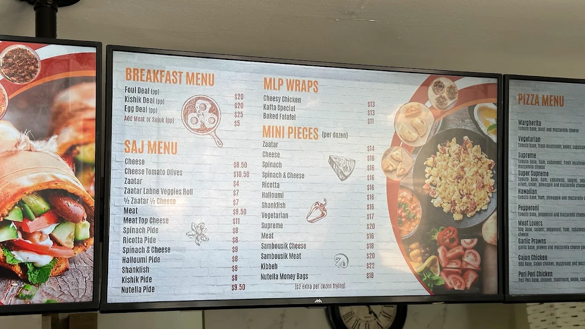Menu, Lebanese Mt Lewis Pizzeria