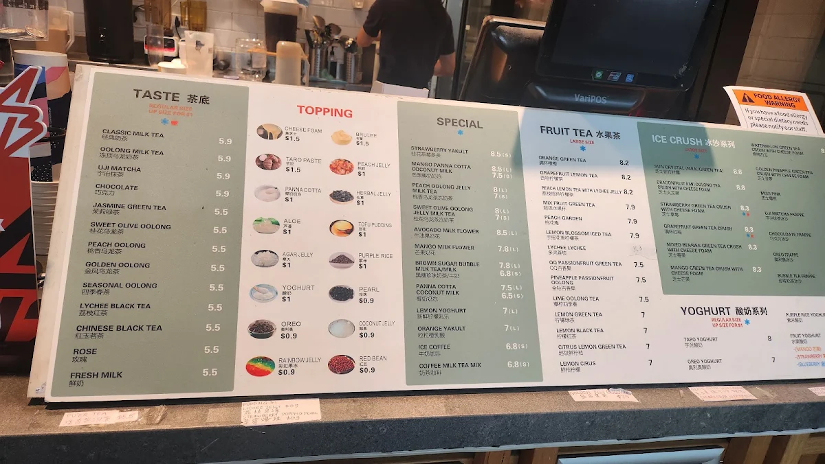 Menu, KING TEA Cabramatta