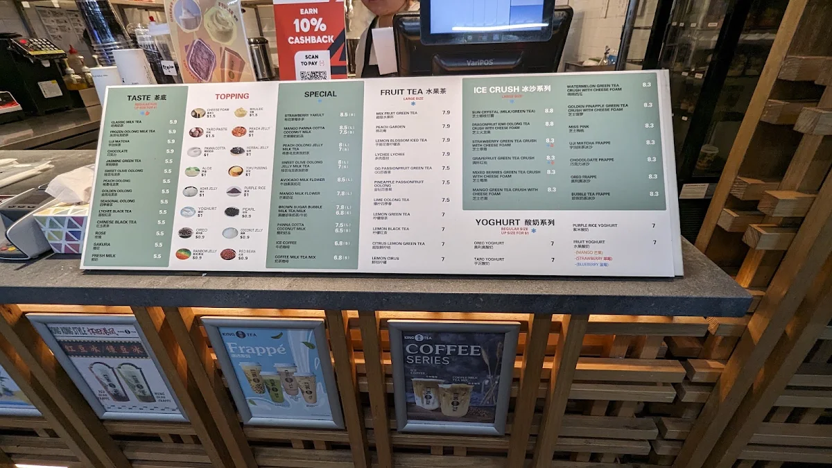 Menu, KING TEA Cabramatta