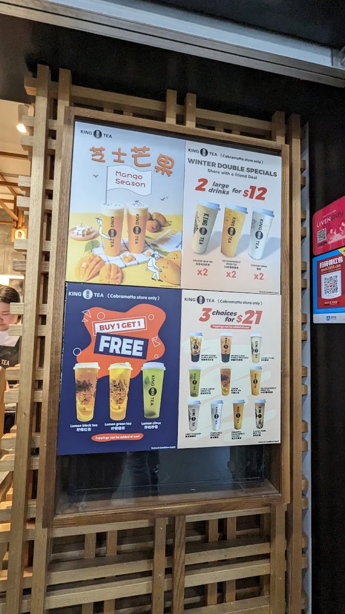 Menu, KING TEA Cabramatta