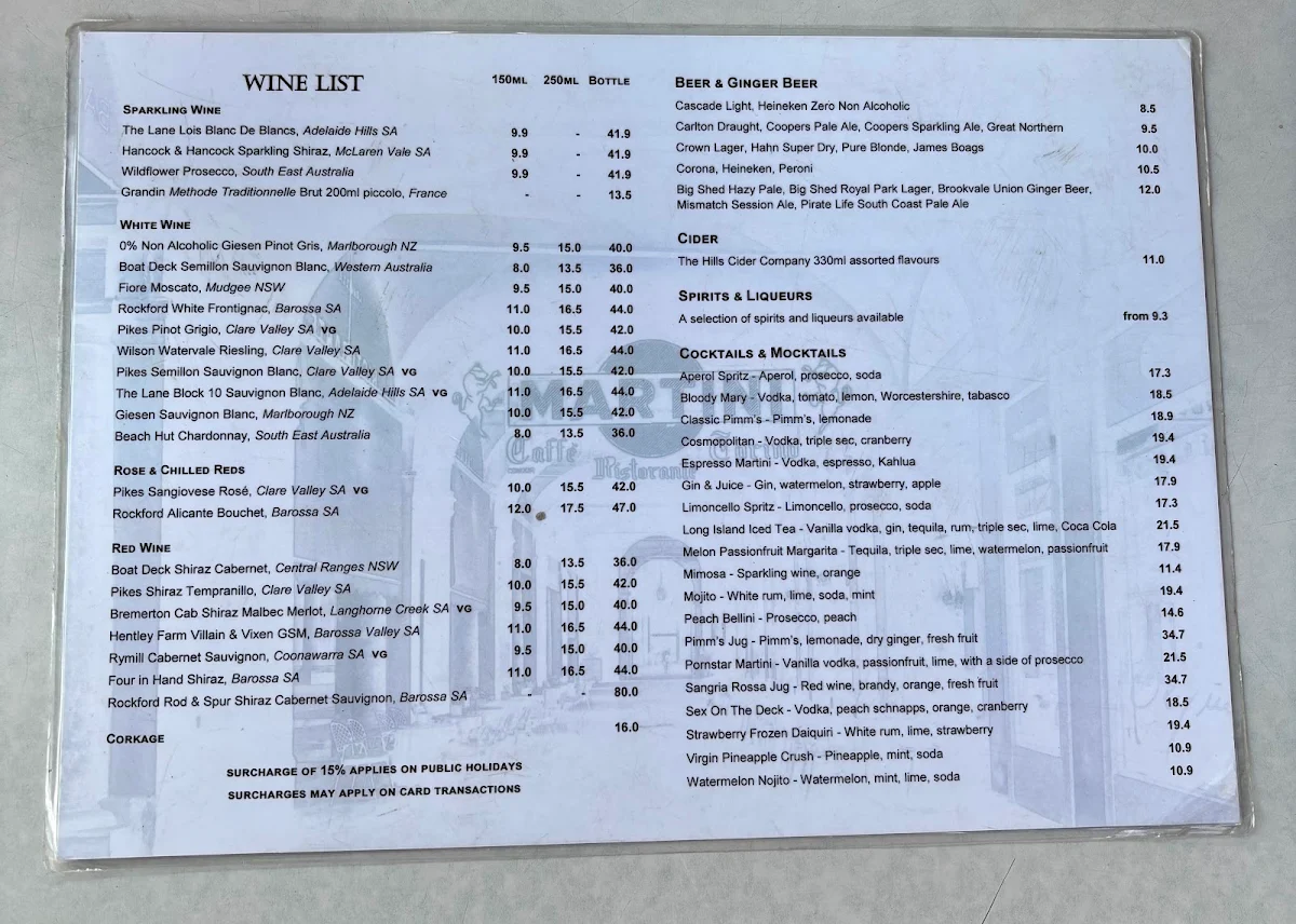 Menu, Boatdeck Cafe