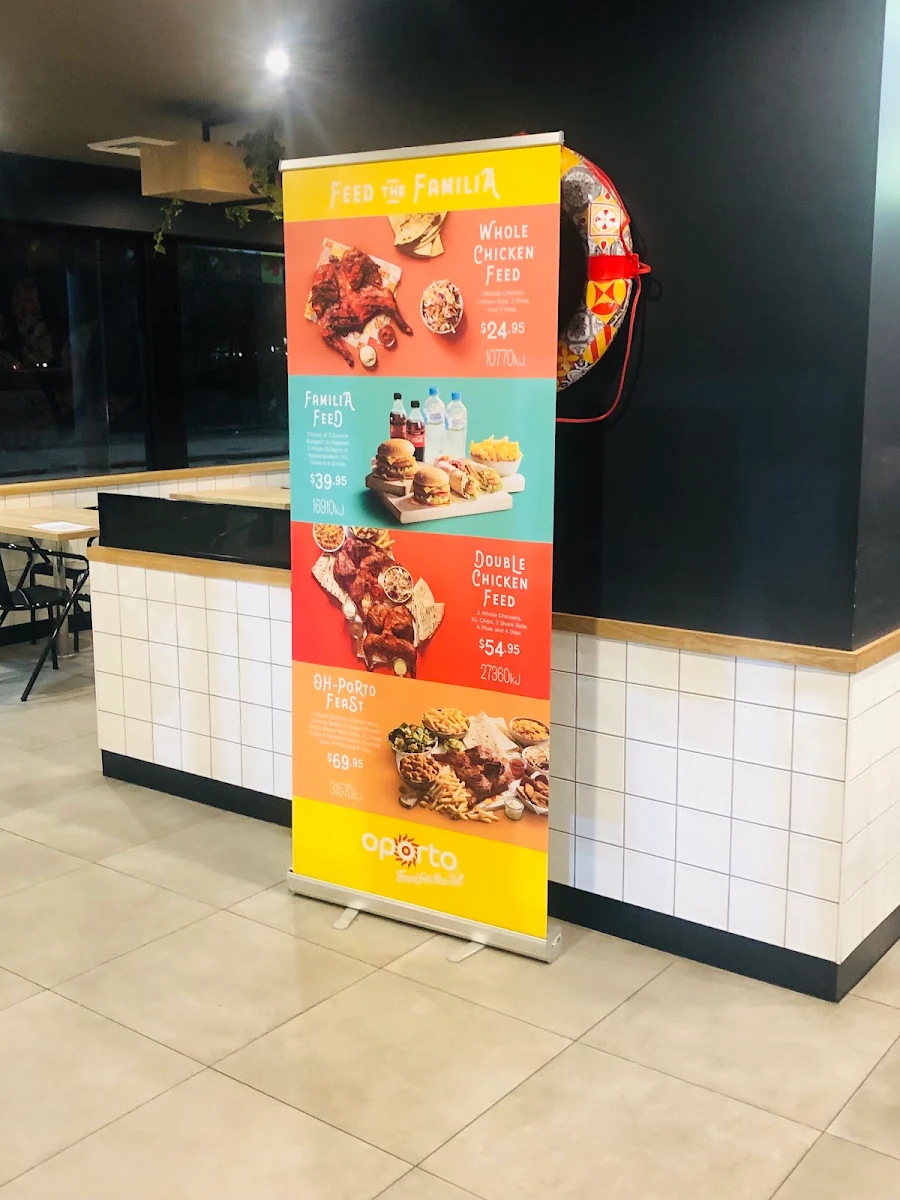 Menu, Oporto Springvale Drive Thru