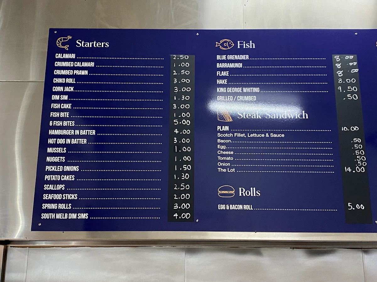 Menu, The Brook Fish n Chips
