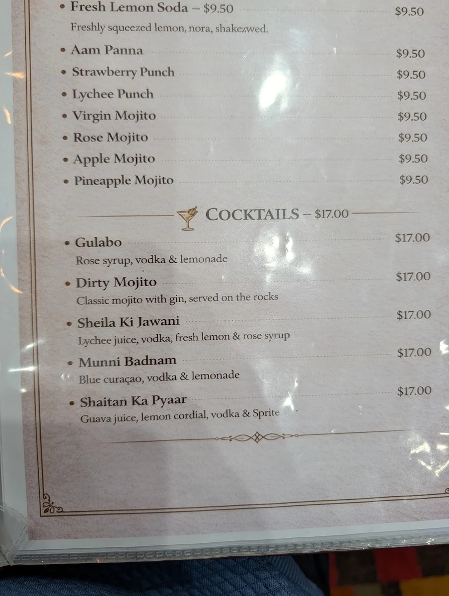 Menu, Aangan Keilor Indian Restaurant