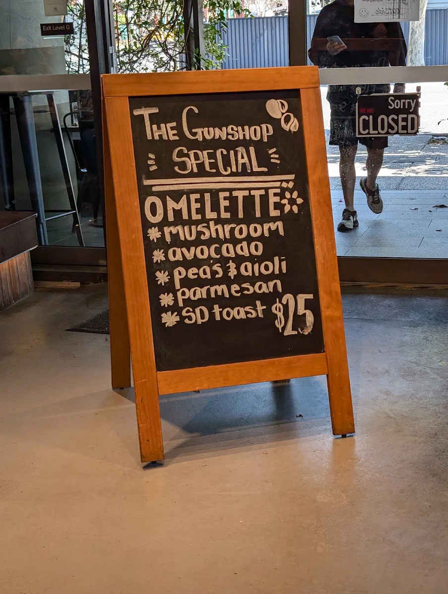 Menu, The Gunshop Cafe