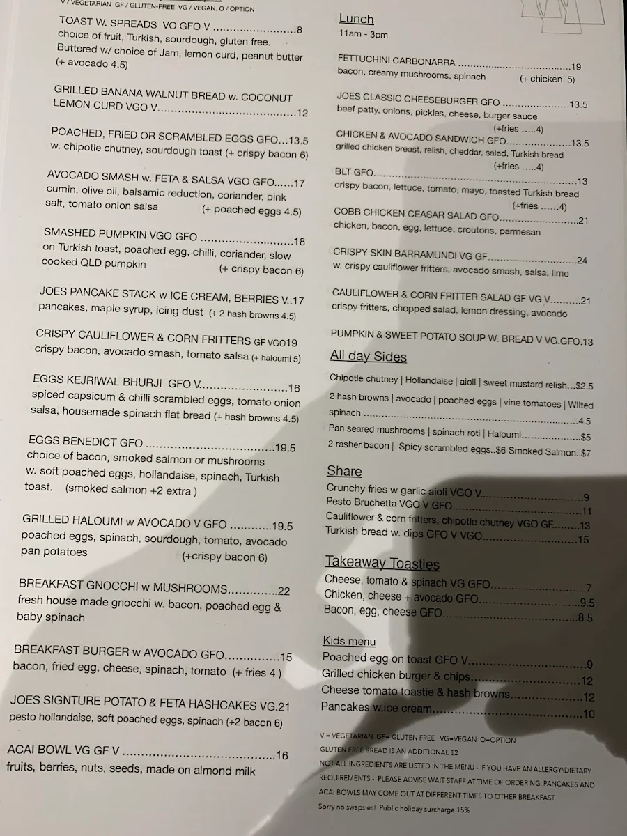 Menu, Perks Kitchen East Brisbane