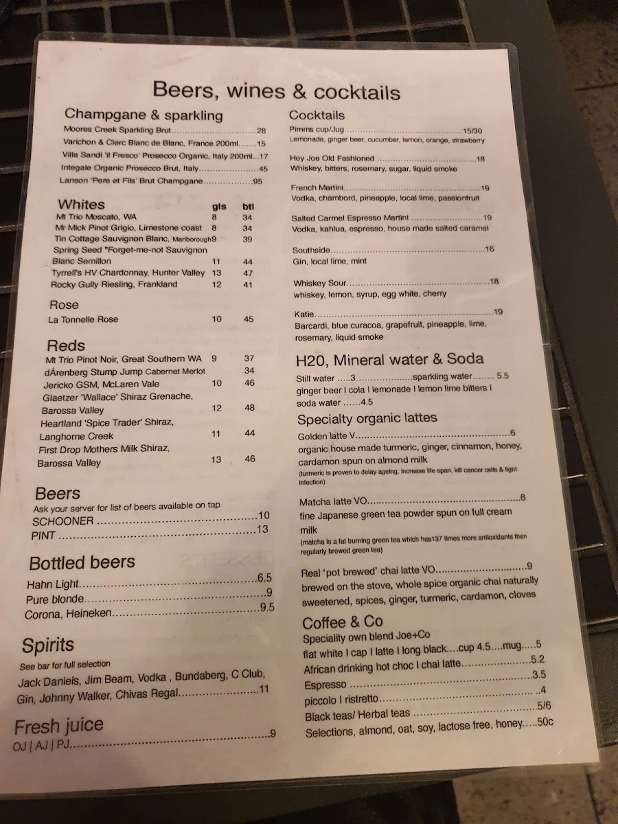 Menu, Perks Kitchen East Brisbane