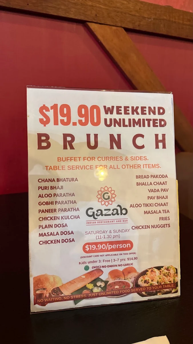 Menu, Gazab - Indian Restaurant & Bar in Bella Vista
