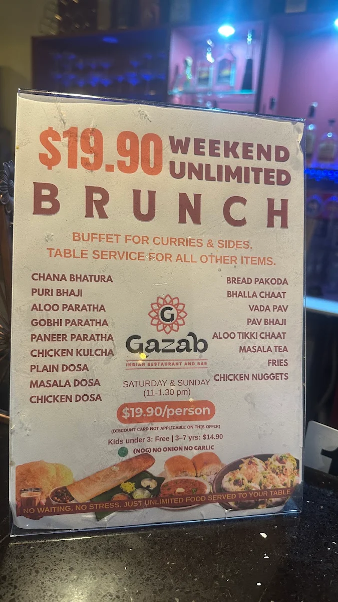 Menu, Gazab - Indian Restaurant & Bar in Bella Vista