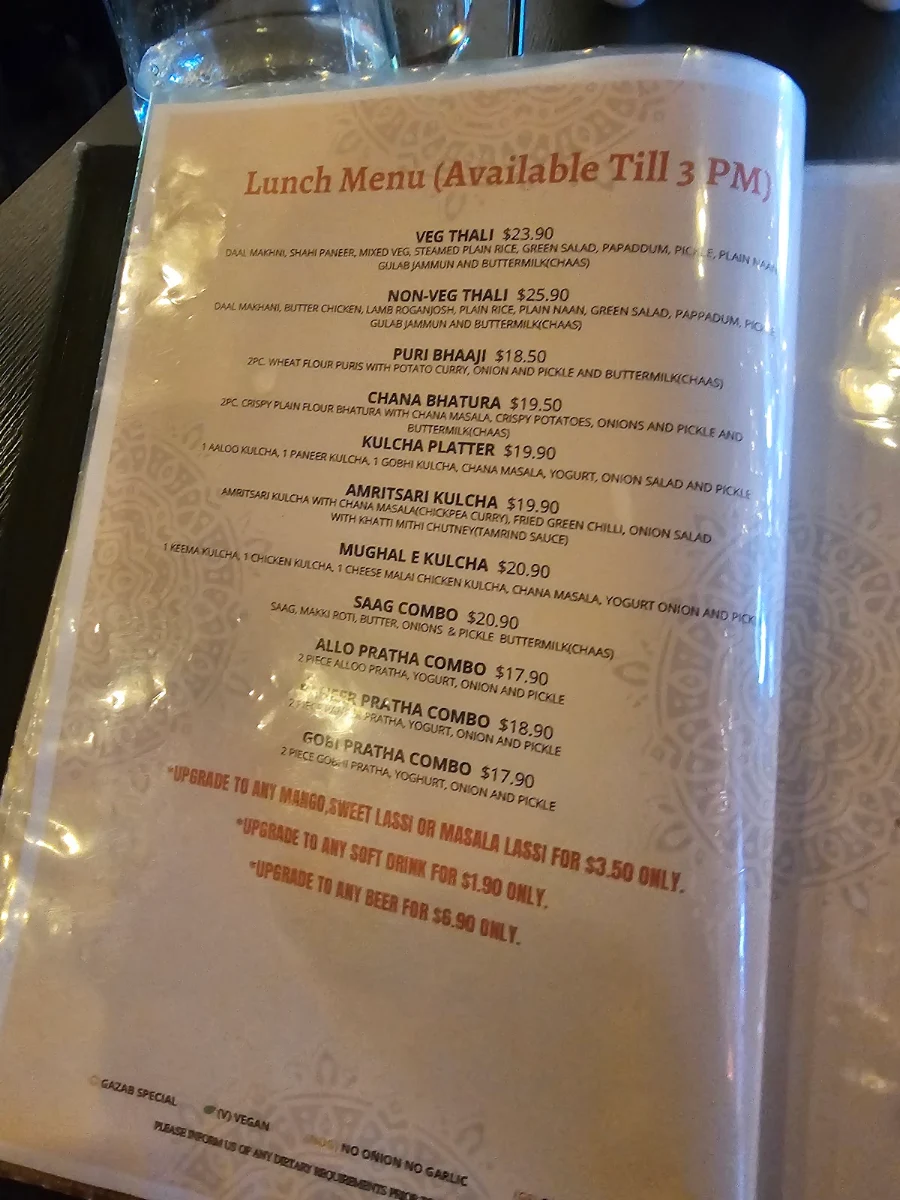 Menu, Gazab - Indian Restaurant & Bar in Bella Vista