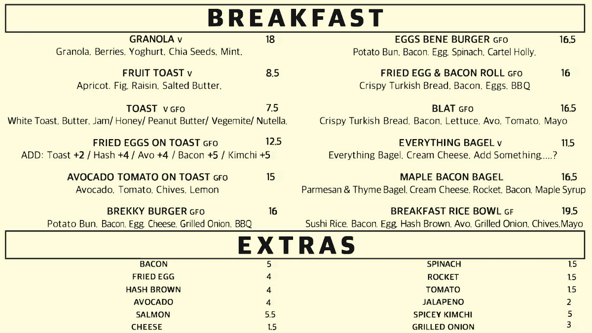 Menu, Good Cartel
