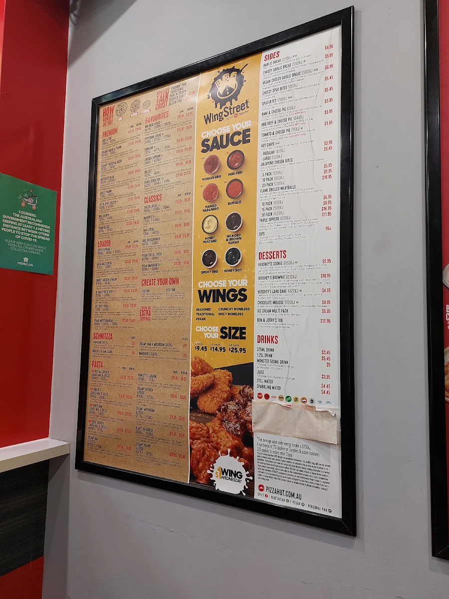 Menu, Pizza Hut Deception Bay