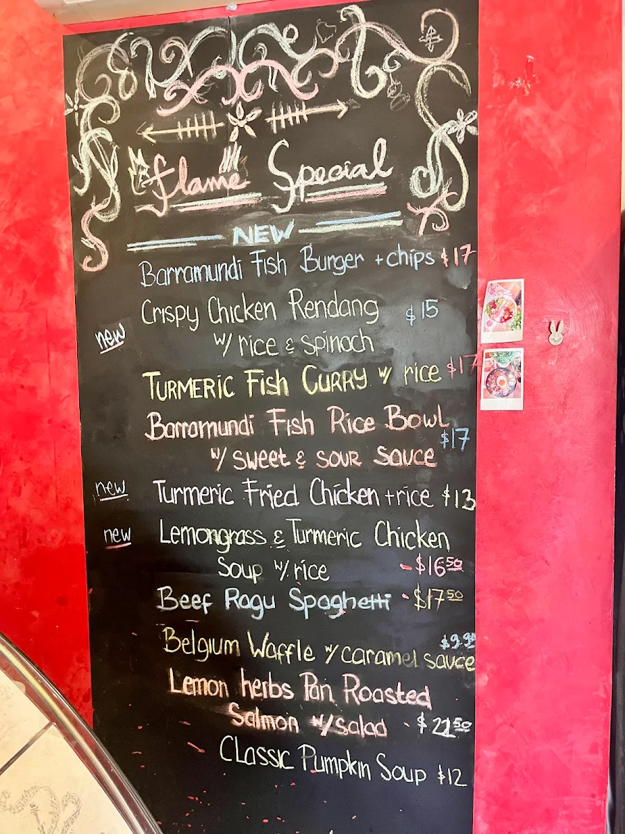 Menu, Flame Cafe North Ryde