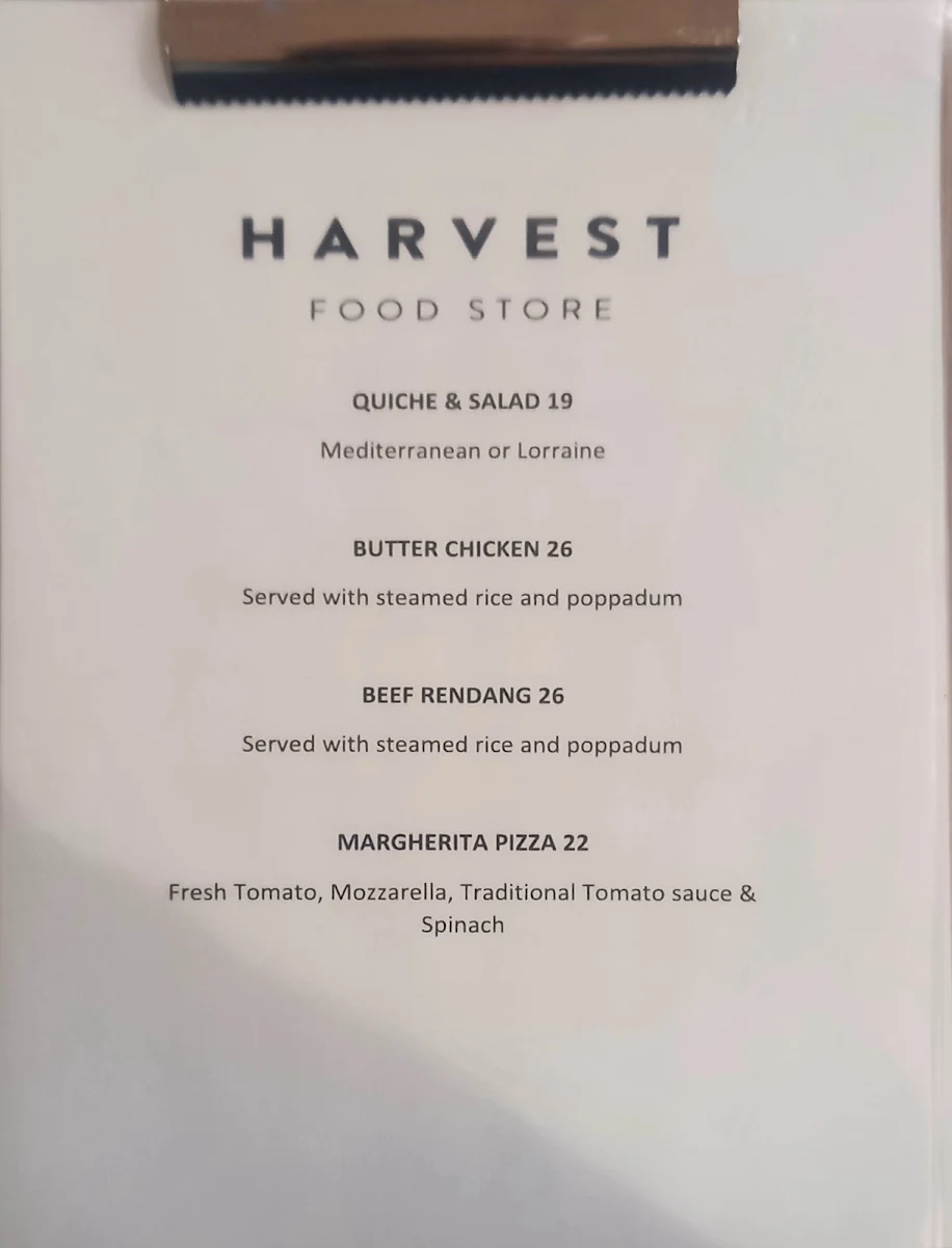 Menu, Harvest Food Store