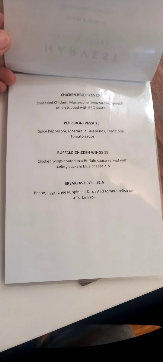 Menu, Harvest Food Store