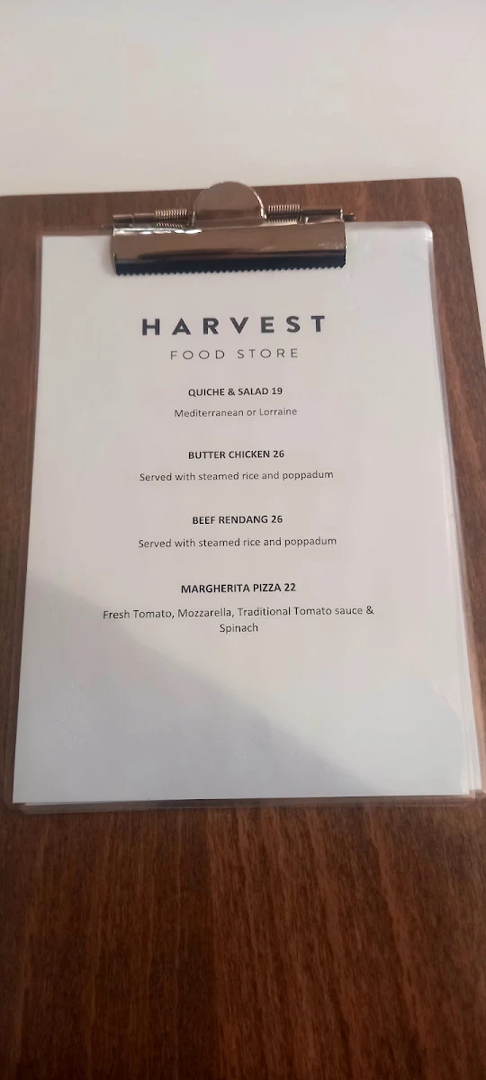 Menu, Harvest Food Store