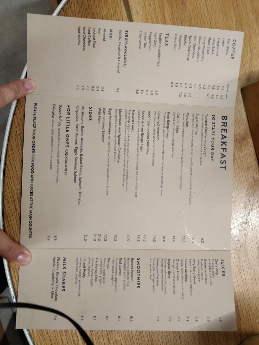 Menu, Harvest Food Store