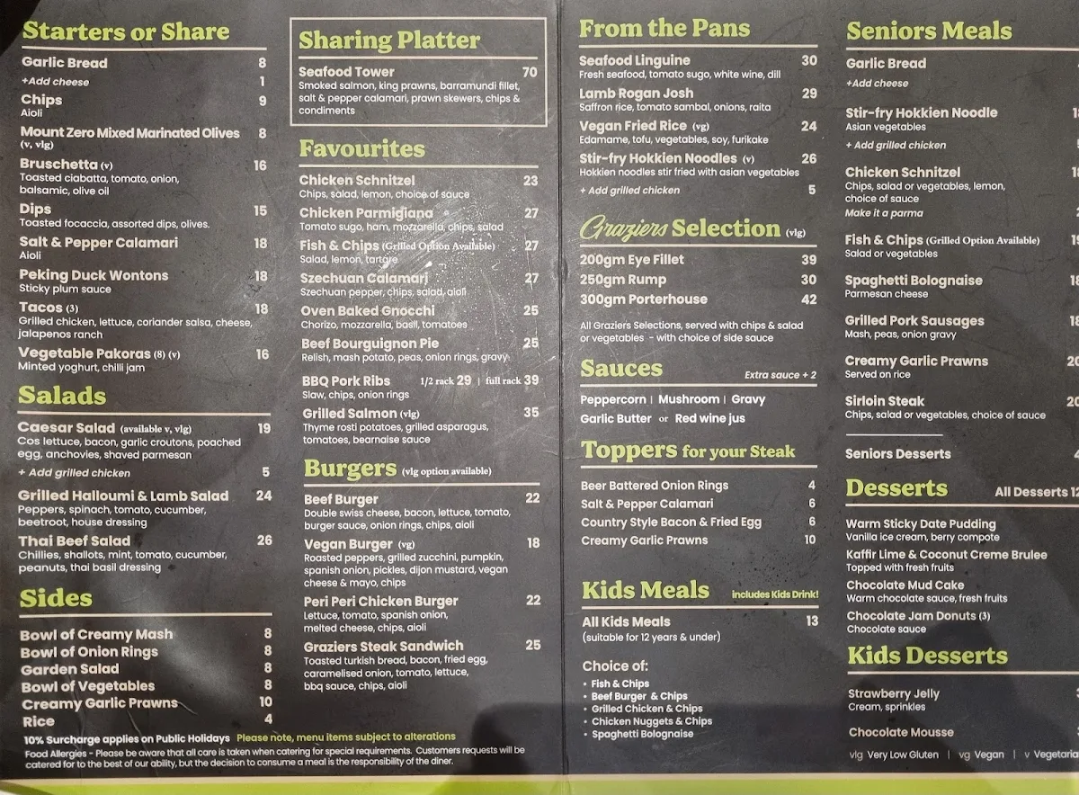 Menu, Shoppingtown Hotel
