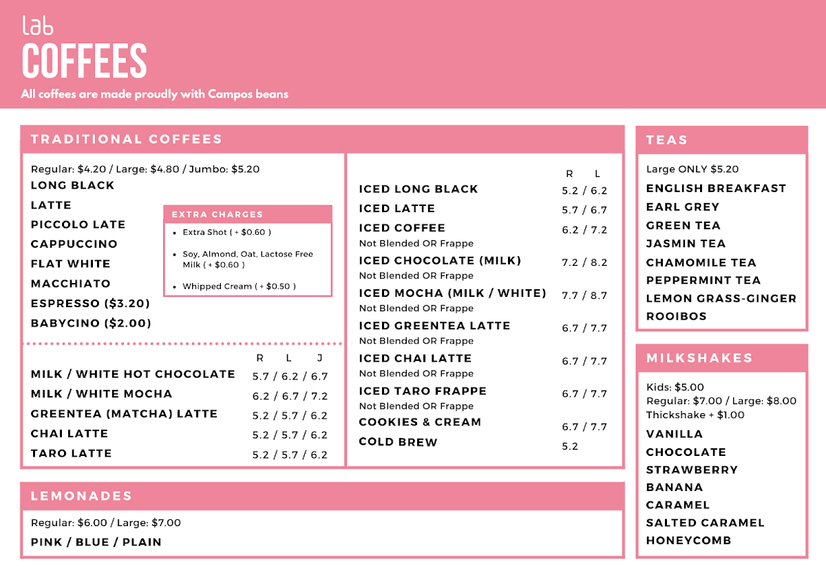 Menu, Lab Kitchen - Carnes hill