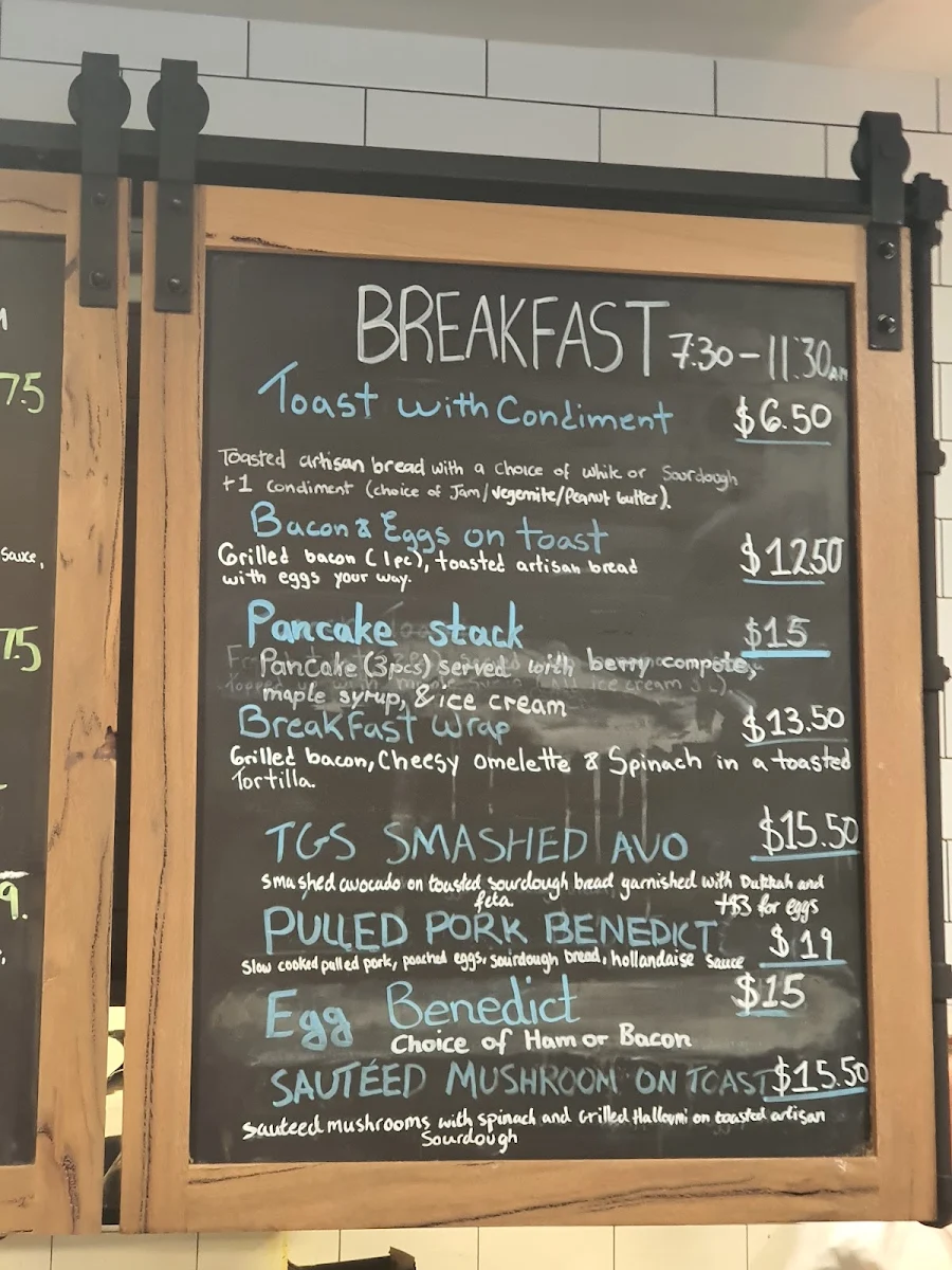Menu, The General Sherman (TGS)