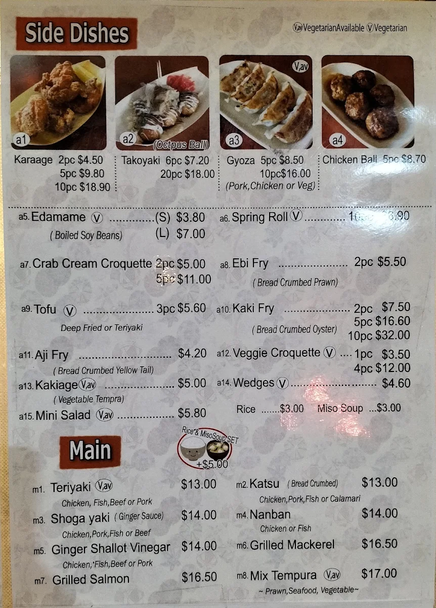 Menu, Japanese Kitchen Mazri