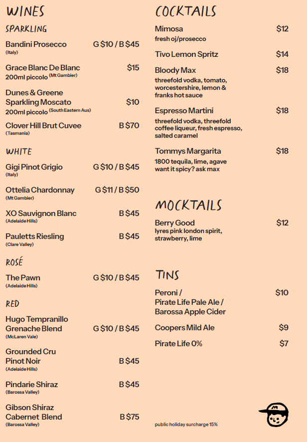 Menu, Handsome Max