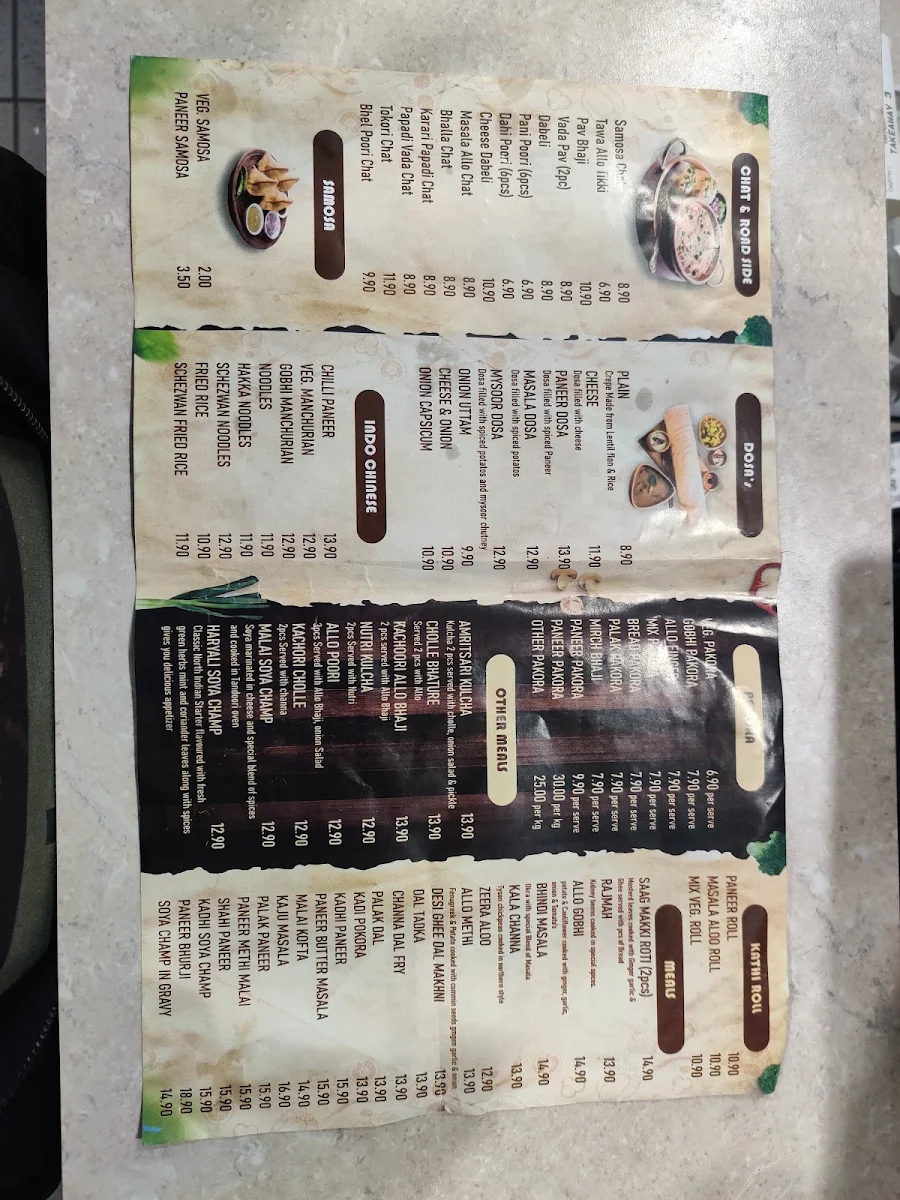 Menu, Chatmahal sweets and indian restaurant