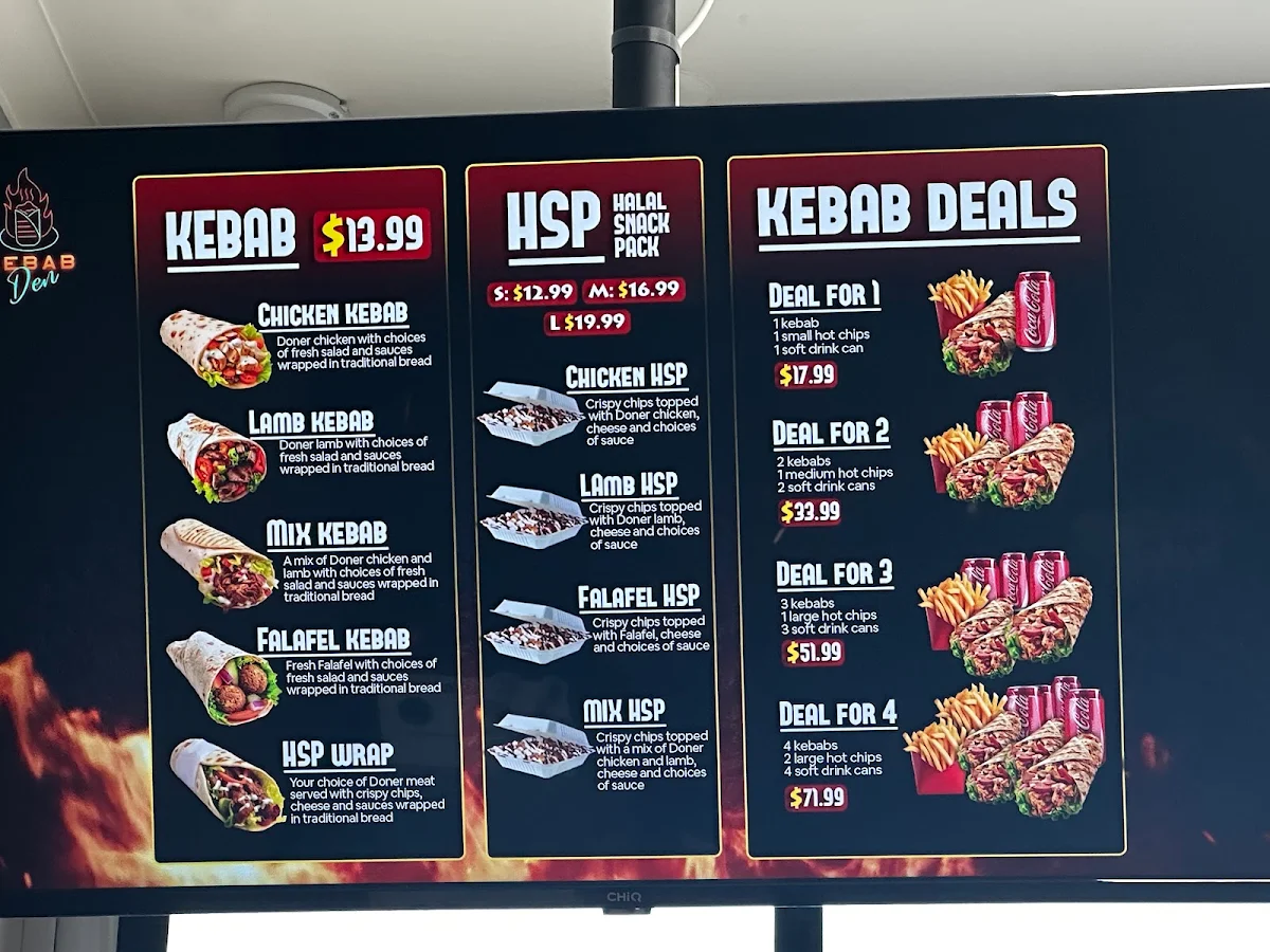 Menu, Kebab Den