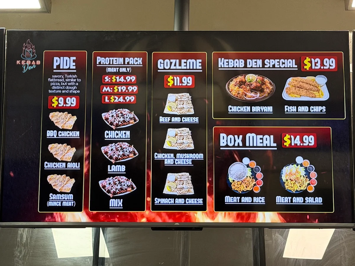 Menu, Kebab Den
