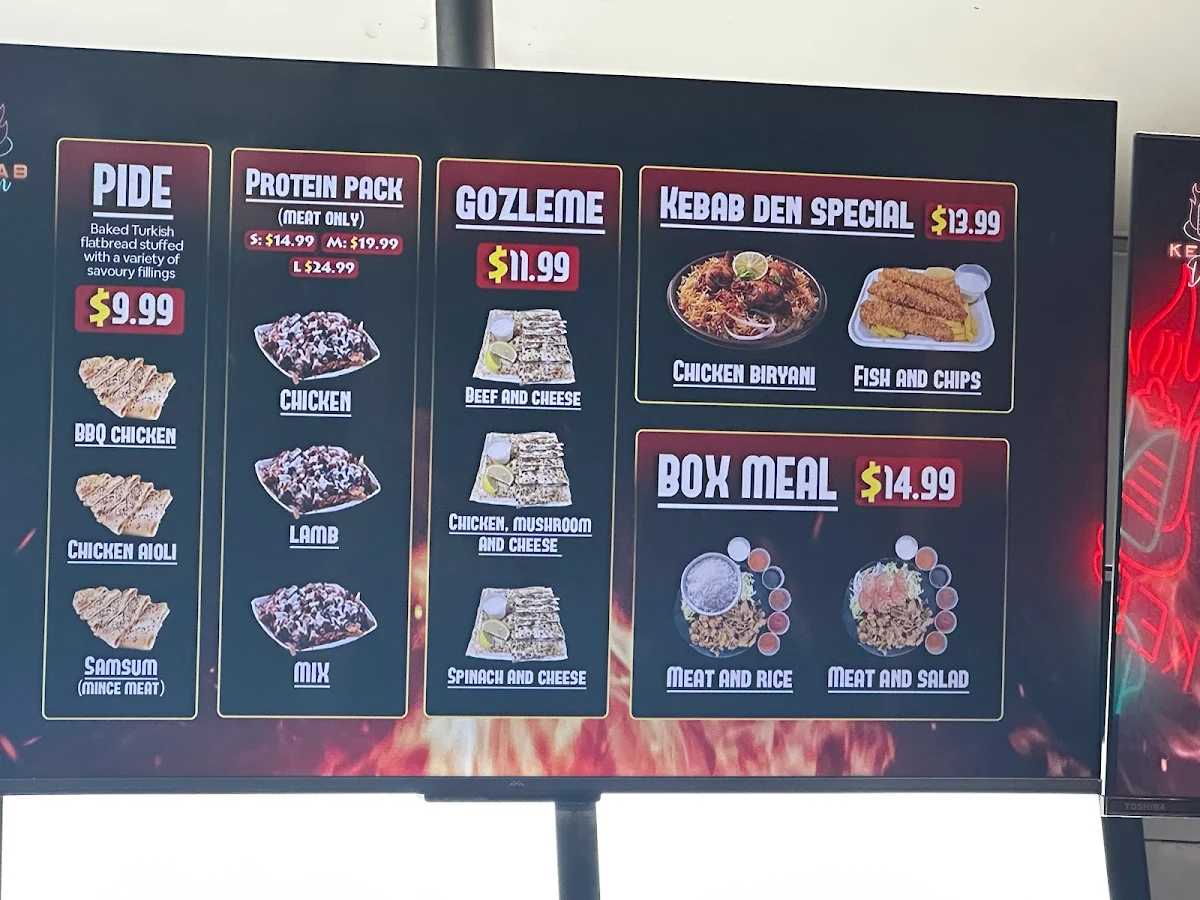 Menu, Kebab Den