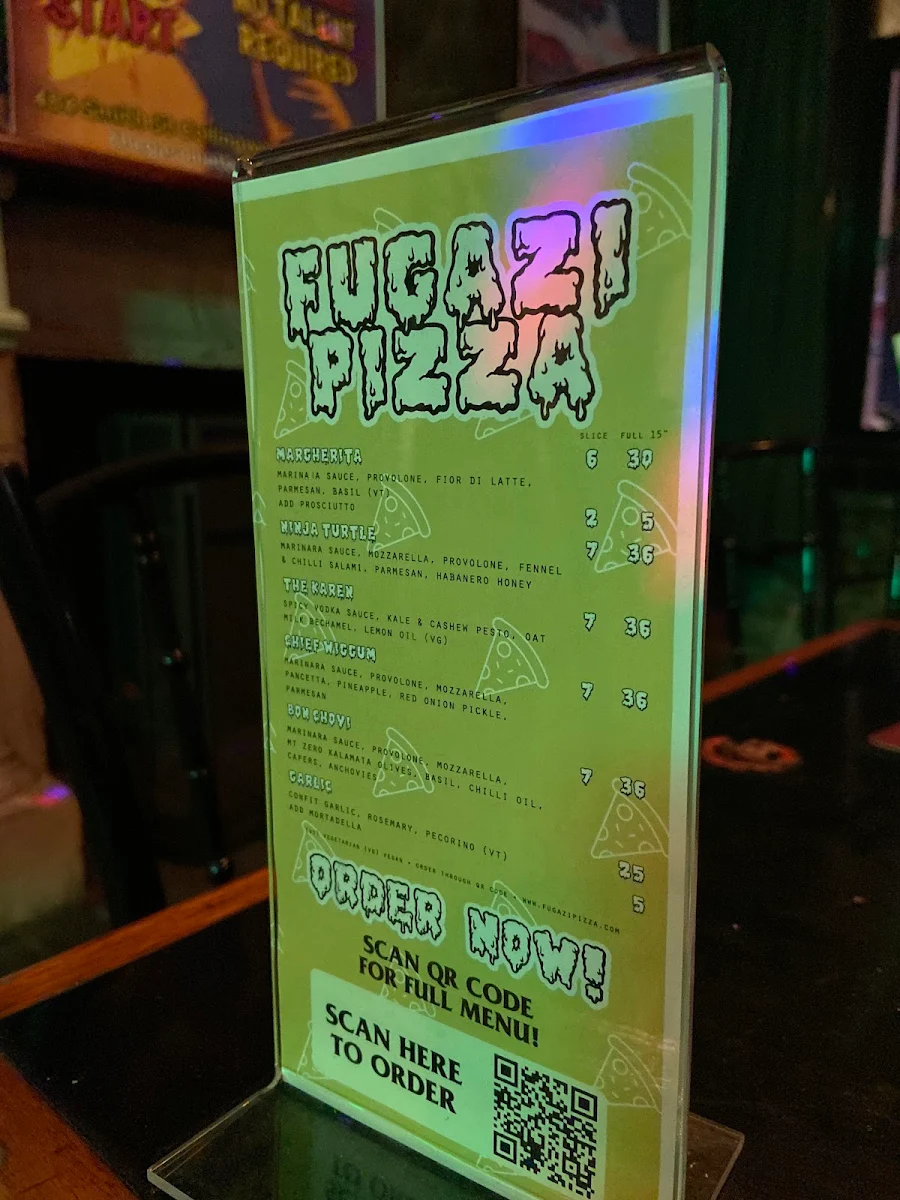 Menu, Fugazi Pizza