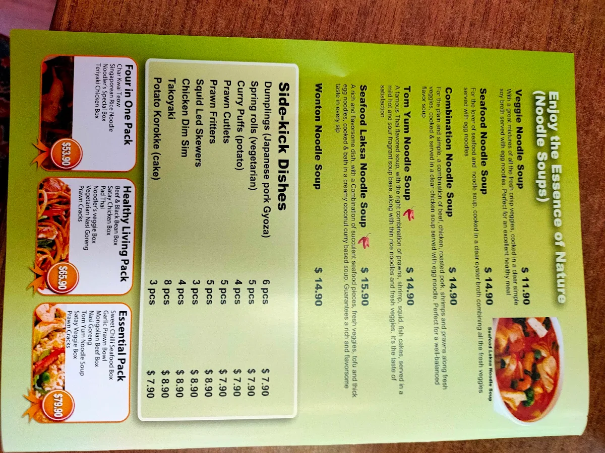 Menu, Noodlers Noodle Sushi