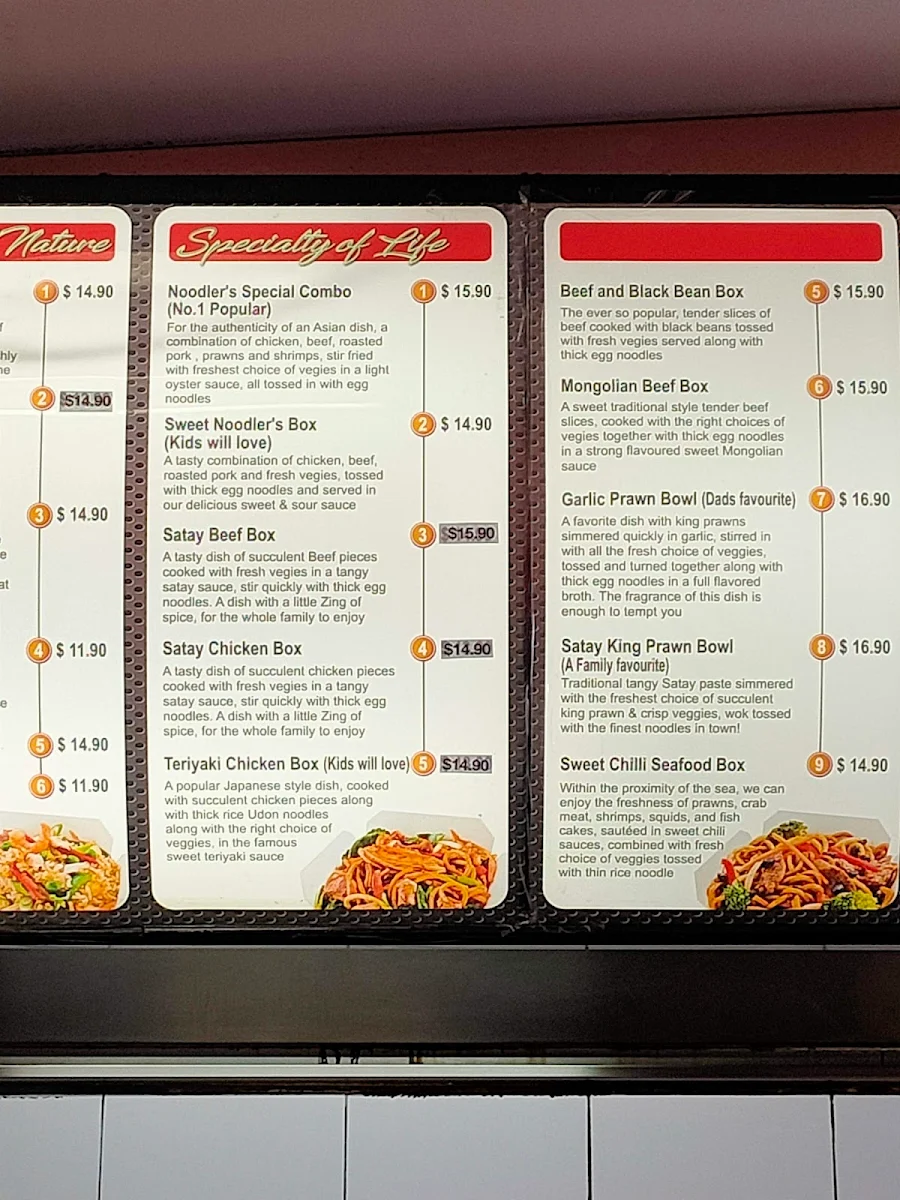 Menu, Noodlers Noodle Sushi