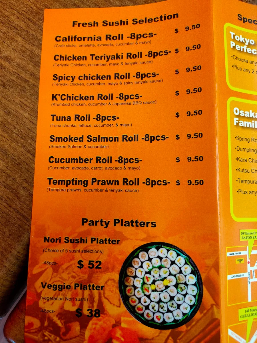 Menu, Noodlers Noodle Sushi