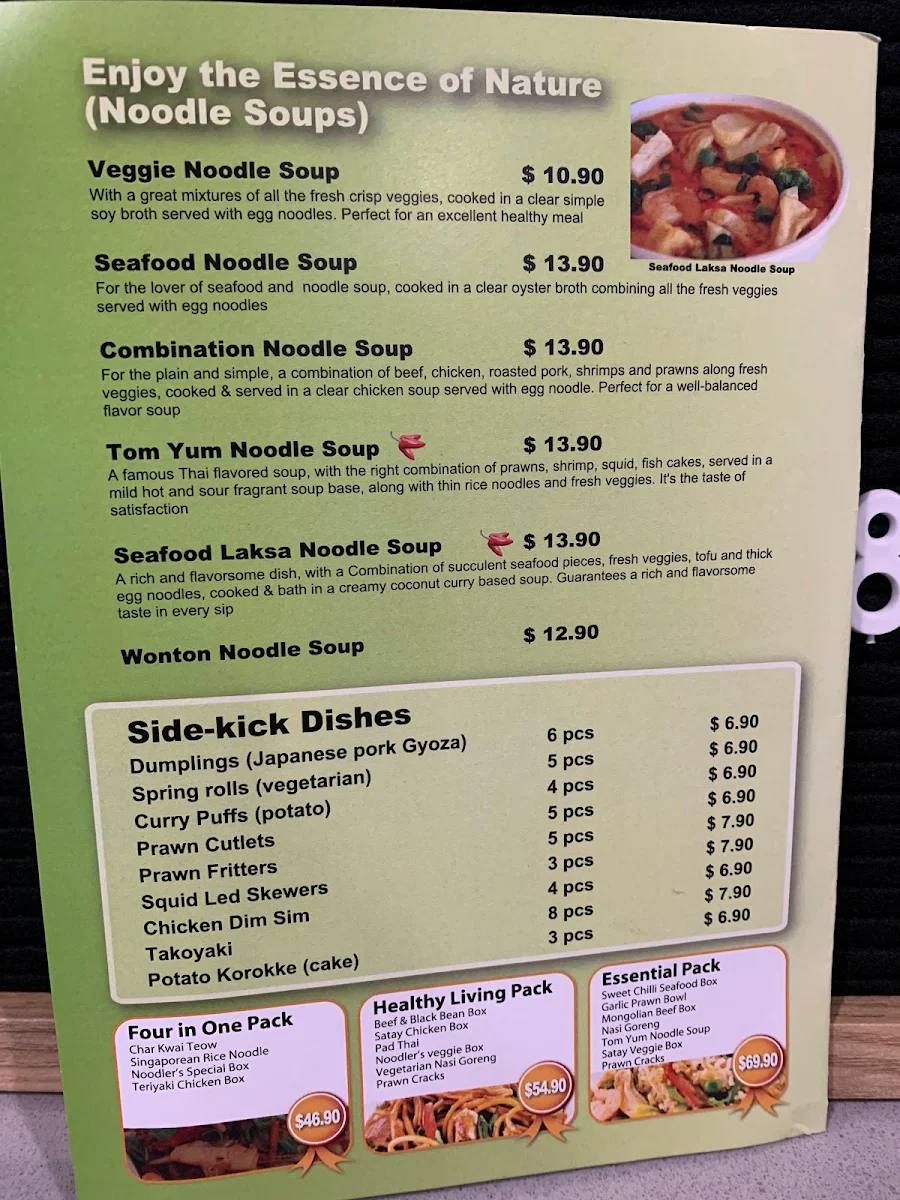 Menu, Noodlers Noodle Sushi